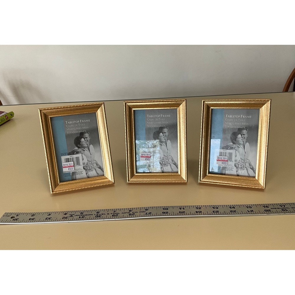 NWT Set of 3 Gold Beaded Tabletop Picture Frames 3.5x5 Photo Small Ornate Disp